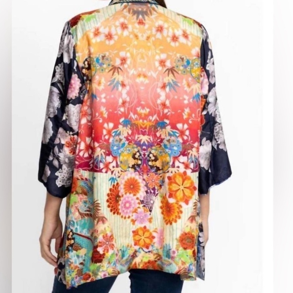 Johnny Was Navy Floral Cape Reversible two ways to wear! - Picture 4 of 14